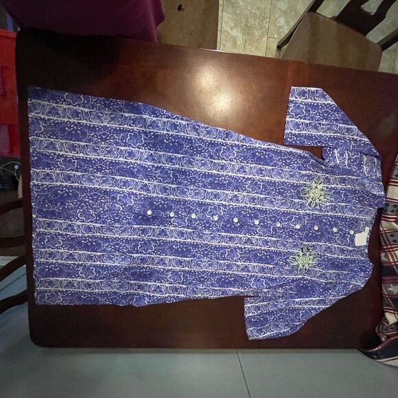 MODAPOSA Blue Floral Kaftan Tunic Dress Button Front Embroidered Cotton - Picture 7 of 9